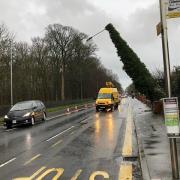 Lamppost hangs over Whalley Road in Clayton-le-Moors. Picture credit John Rick