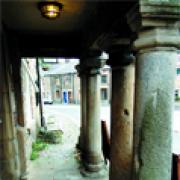 RECYCLED: The pillars supporting the porch of the White Bull hotel, built in 1707, are thought to have come from the Roman temple of Minerva.