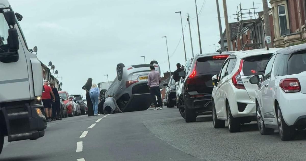 Road back open after overturned car closes busy Blackburn road
