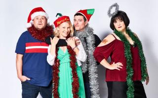 James Corden as Neil 'Smithy' Smith, Joanna Page as Stacey Shipman, Mathew Horne as Gavin Shipman and Ruth Jones as Nessa Jenkins who starred in the Gavin & Stacey's Christmas special.