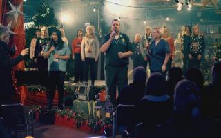 CHOIR: Ambulance crews, hospital staff, patients and young people on the BBC's Blackburn Sings Christmas with Gareth Malone