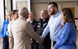 Prince Charles meeting Carl and Charlotte Knowles, owners of Darwen-based Electrician business, Elektec.