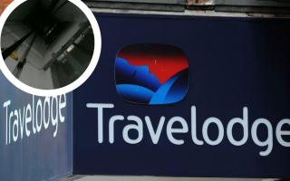 Generic image of a Travelodge. Inset is Ryegi 'lift surfing'