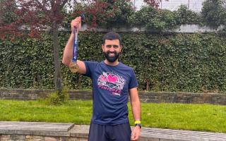 Raja Aslam after completing the Manchester Marathon 2023