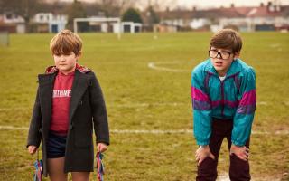 (L-R) Taylor Fay, who plays Gary Carr, and Oliver Savell who plays Alan Carr, in Changing Ends