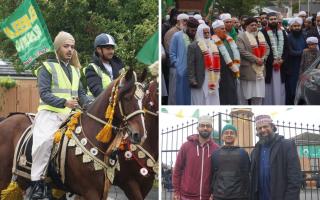 Hundreds of Muslims marched through the streets of Blackburn to celebrate the birth of the Prophet Muhammad.