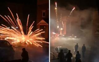 People could be seen running in all directions as fireworks mayhem gripped Cedar Street in Bastwell