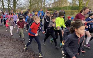 Nearly 50 young runners taking part in the Junior parkrun at Haslingden’s Victoria Park on Sunday February 24
