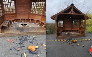 The outdoor seating structure at Spring Hill Primary School was set on fire on Sunday