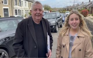 Cllr Peter Britcliffe and his daughter, MP Sara Britcliffe, on Blackburn Road, Oswaldtwistle