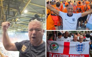Rovers fans celebrate England's semi-final victory against Holland in Dortmund
