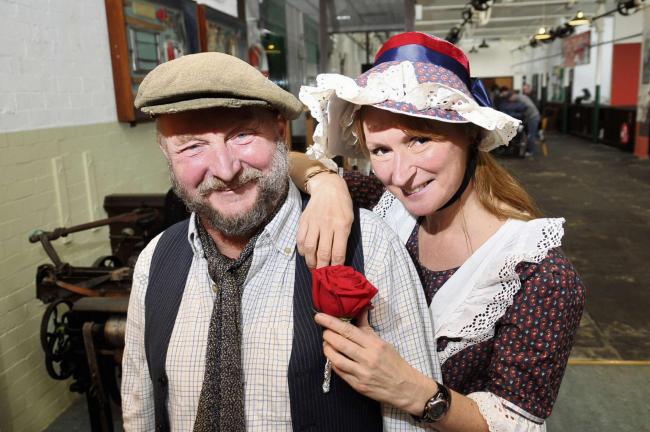 ENTERTAINERS: Sid Calderbank and Joy Hunter at Queen Street Mill on Lancashire Day 2014