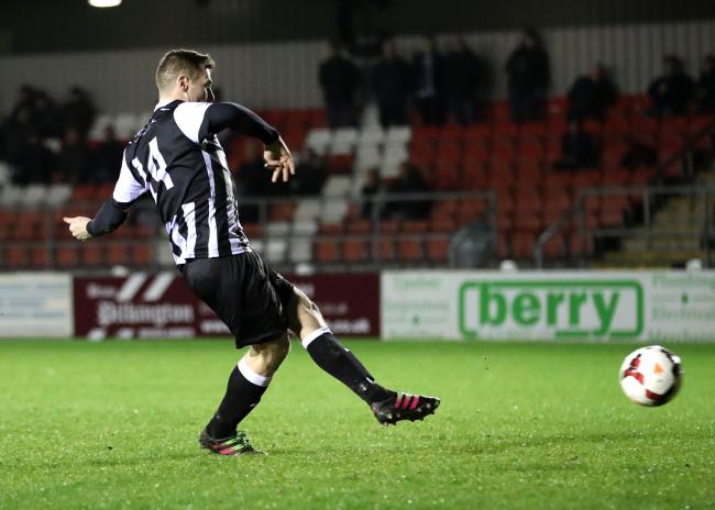 Jake Cottrell misses the decisive penalty during Chorley's semi-final shootout loss