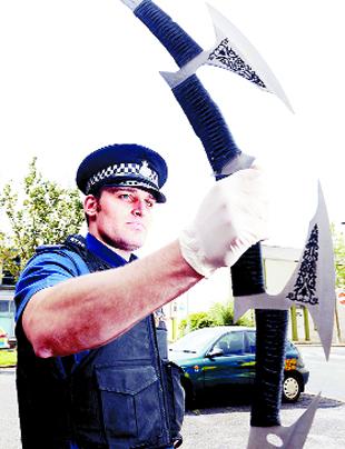 STAR TREK SWORD: Nathan Calton with the weapon seized in Accrington